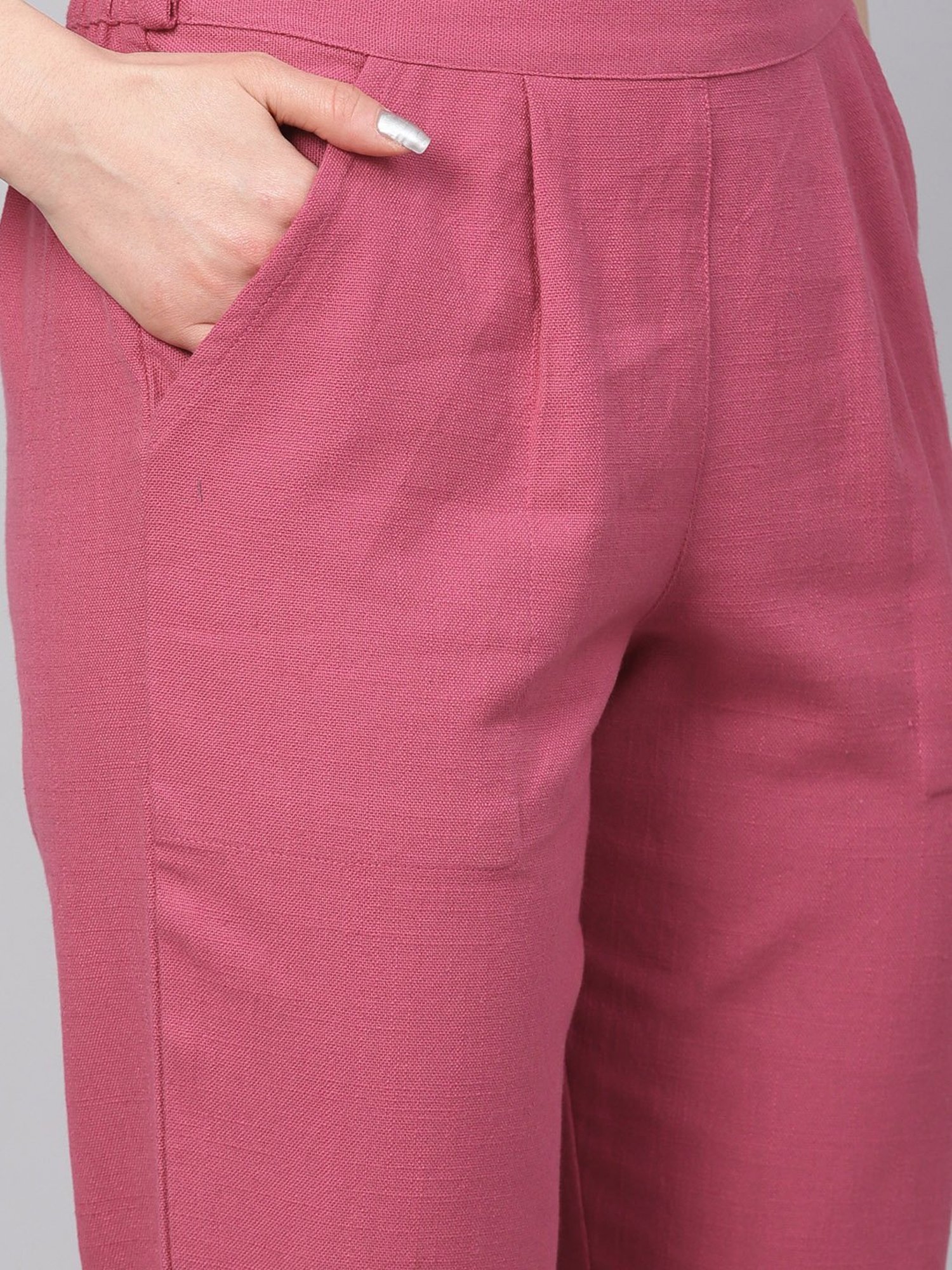 Jaipur Kurti Pink Cotton Pants