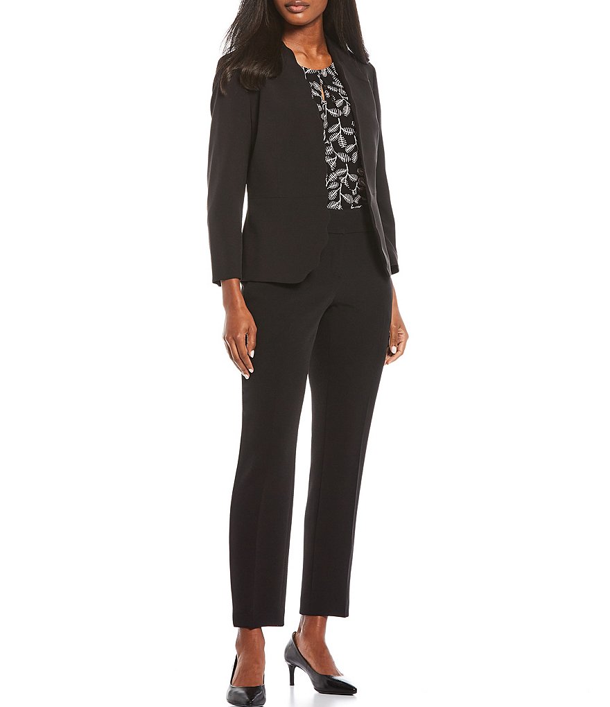 Kasper Petite Size Sleeveless Leaf Printed Knit Top