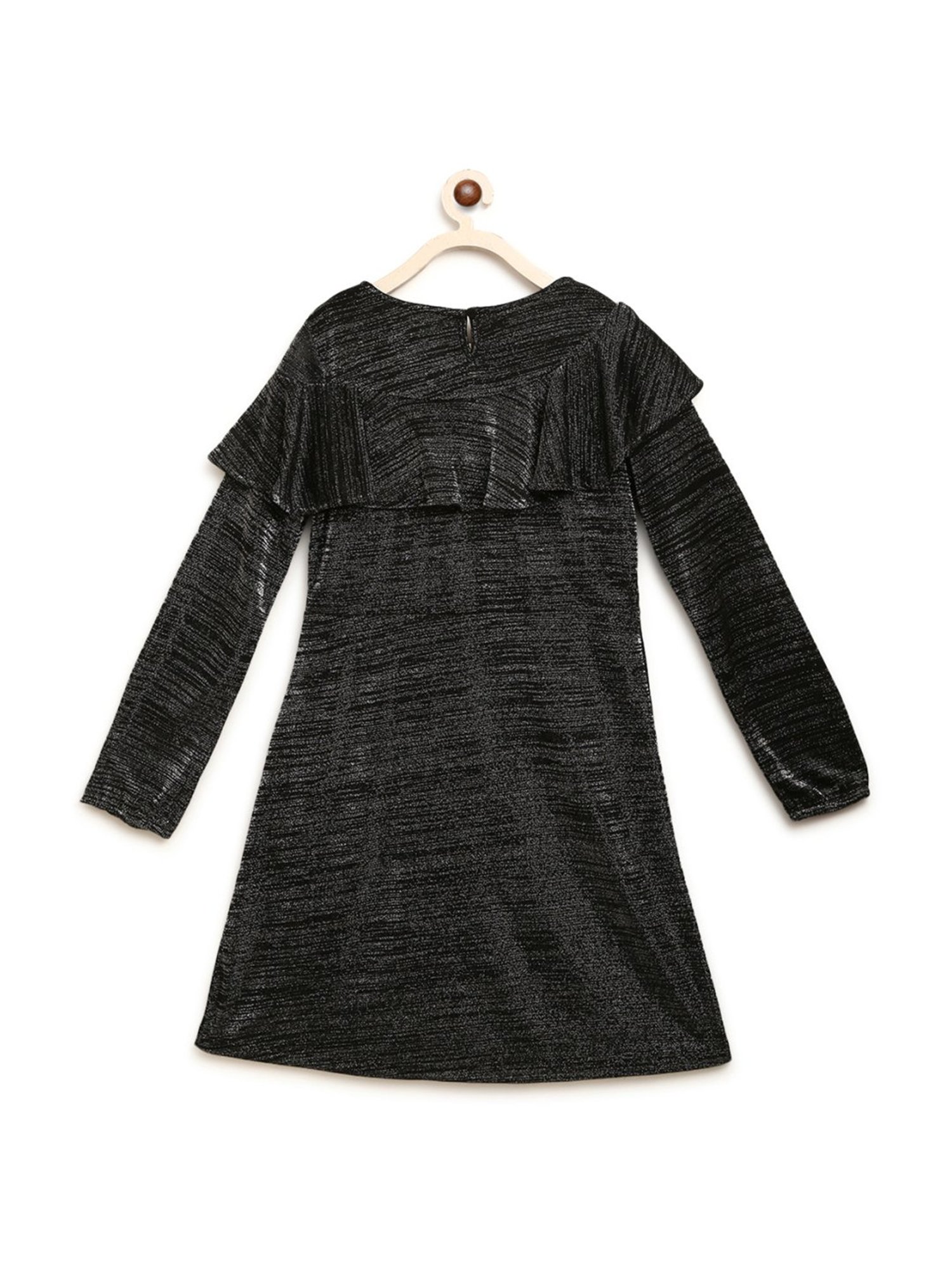 Elle Kids Black Self Pattern Dress