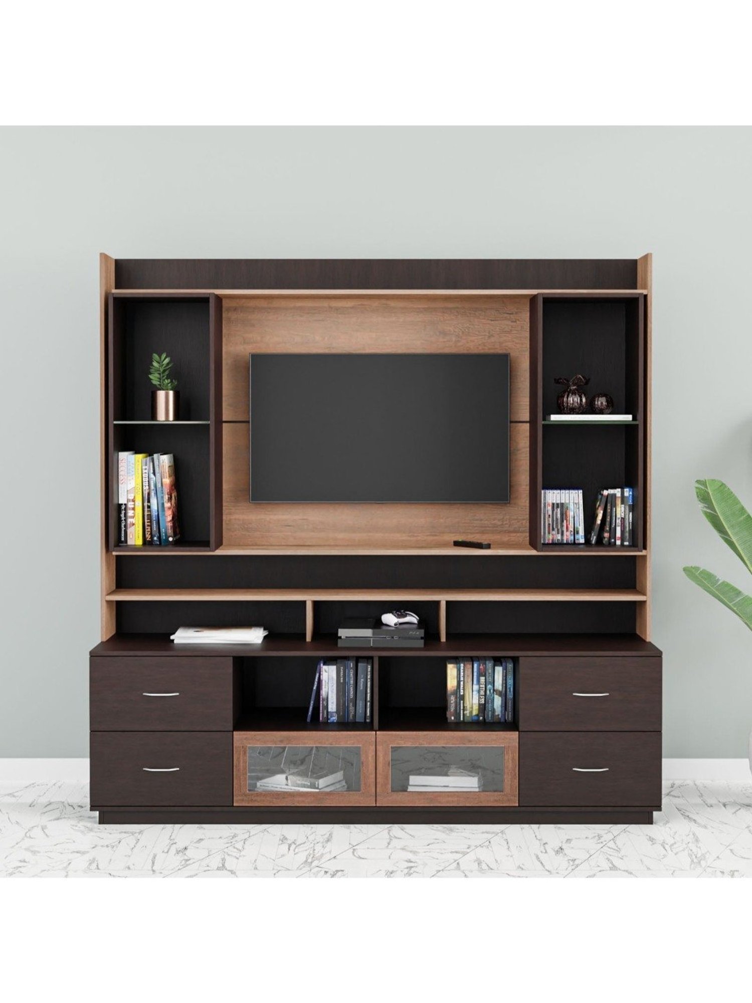 Nilkamal Cora White Engineered Wood TV Entertainment Unit with 2 Shelves