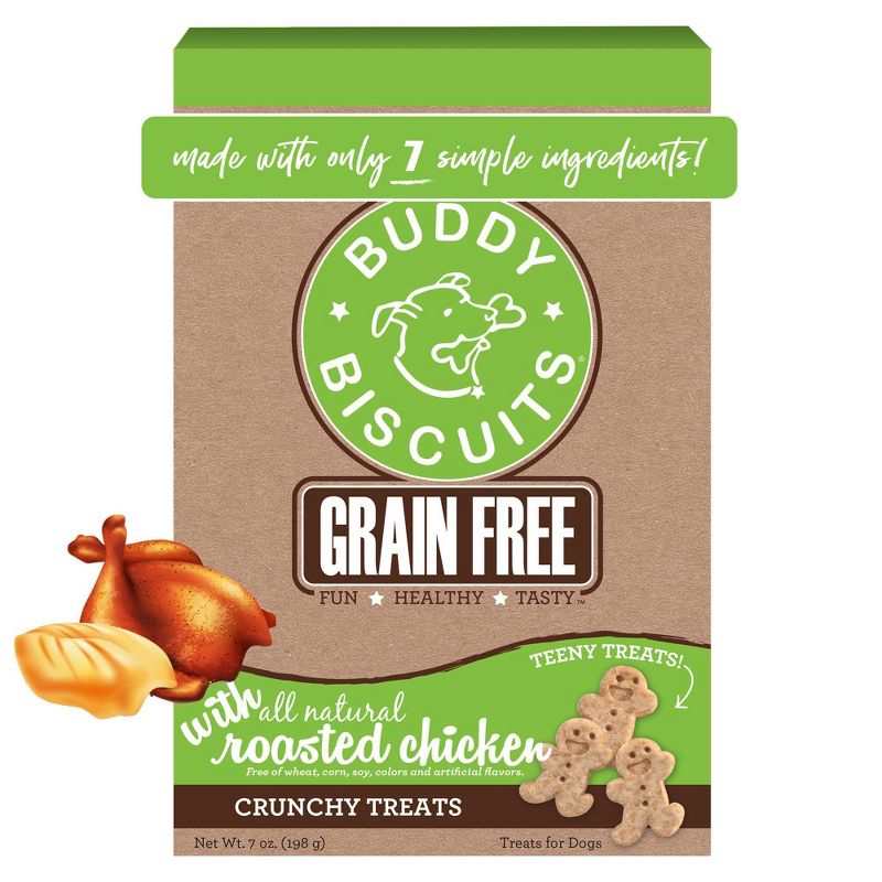 Buddy Biscuits Grain-Free Oven Baked Treats with Roasted Chicken Dry Dog Treats - 7oz