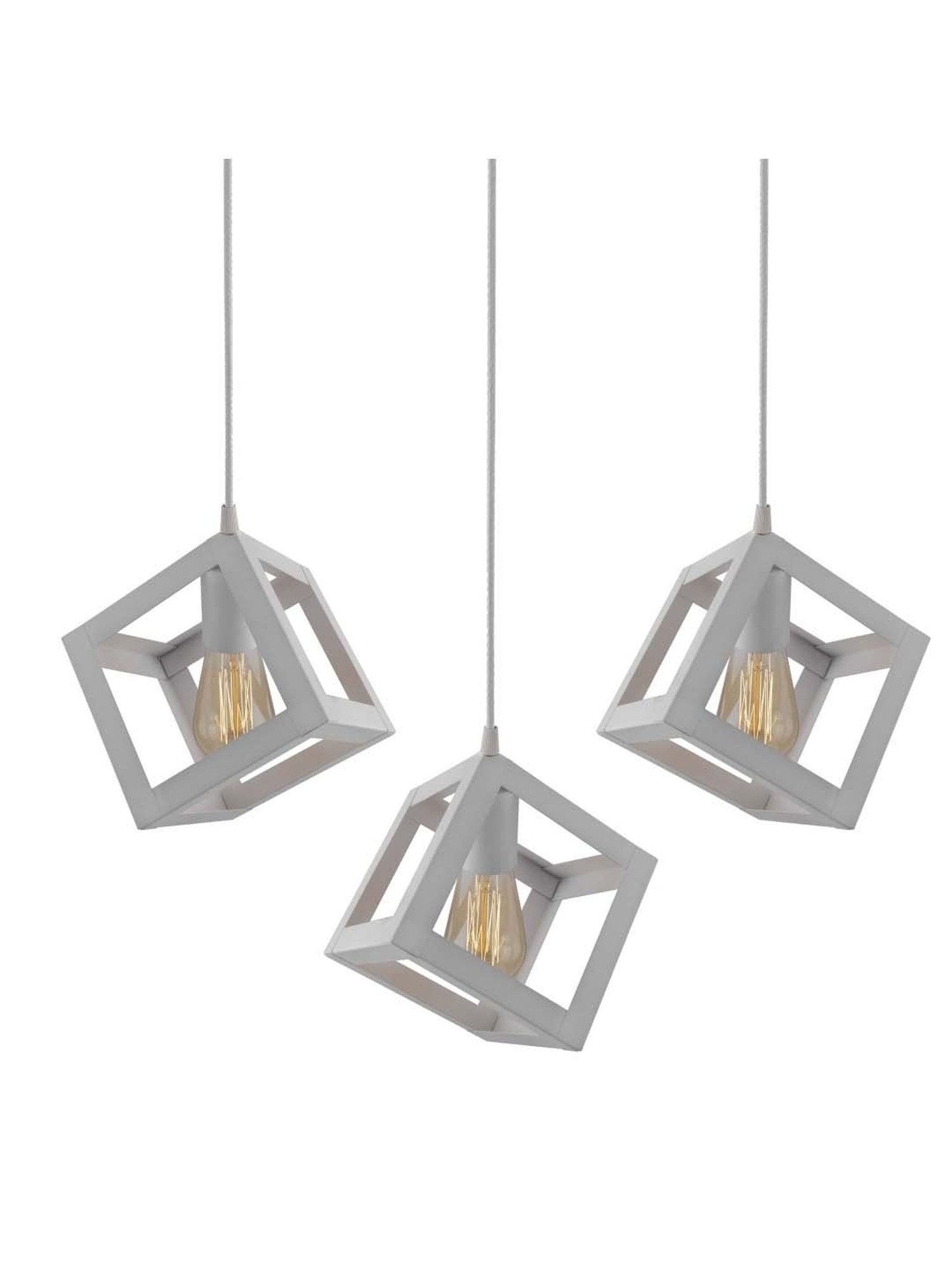 Homesake 3-Lights Linear Cluster White Metal Cube Hanging Light - Set of 1 (Bulb not included)