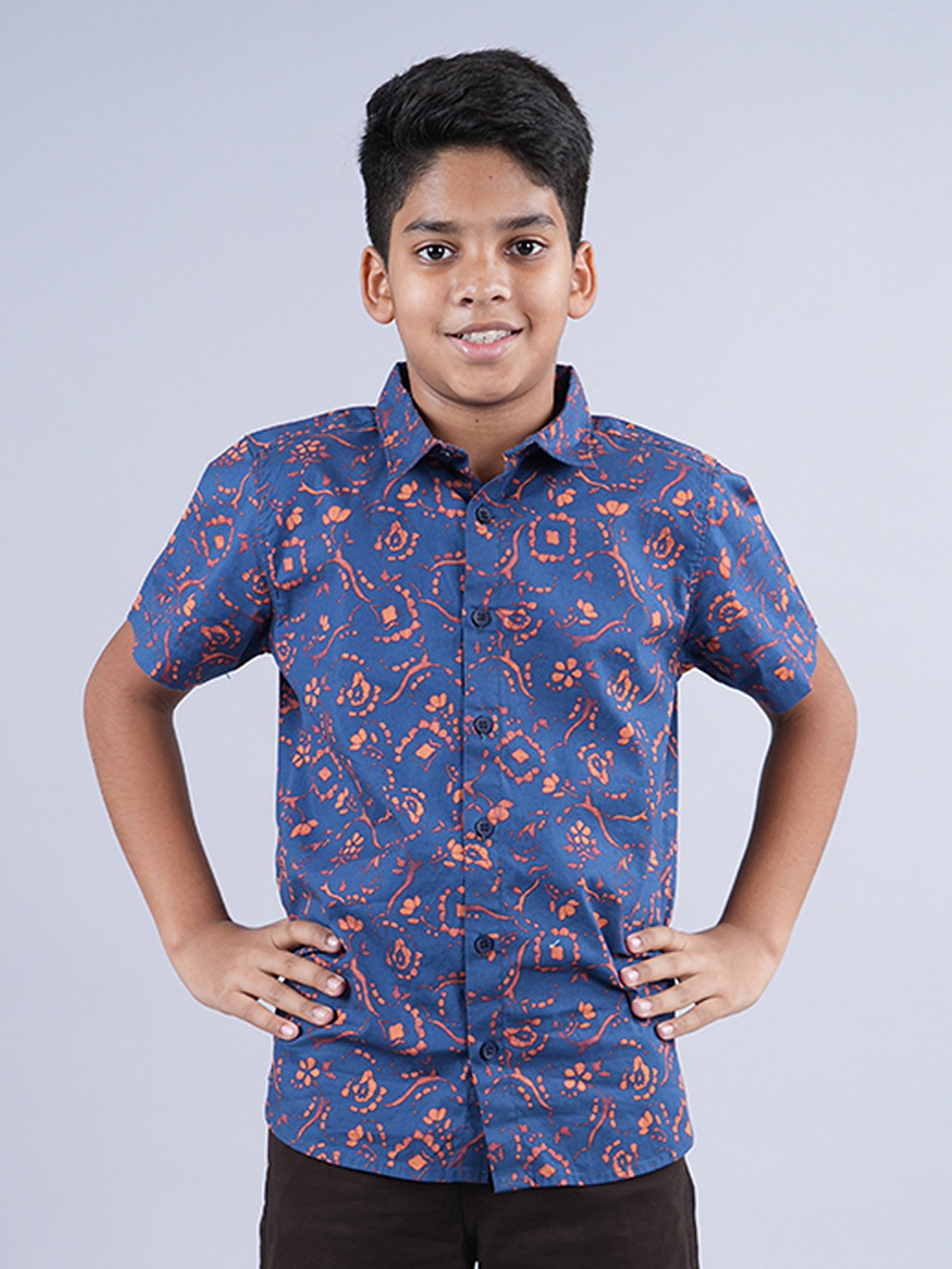 Kiddopanti Kids Navy Printed Shirt