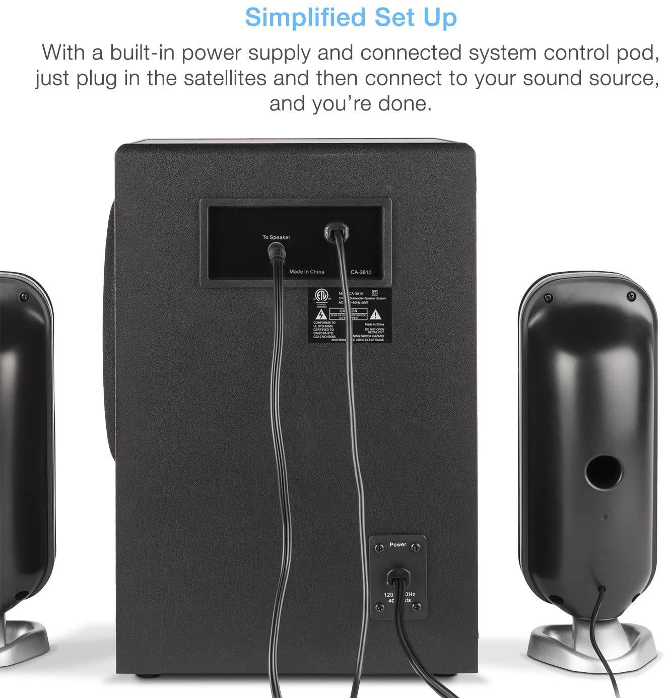 High Power 2.1 Subwoofer Speaker System with 80W of Power &ndash; Perfect for Gaming, Movies, Music, and Multimedia Sound Solutions