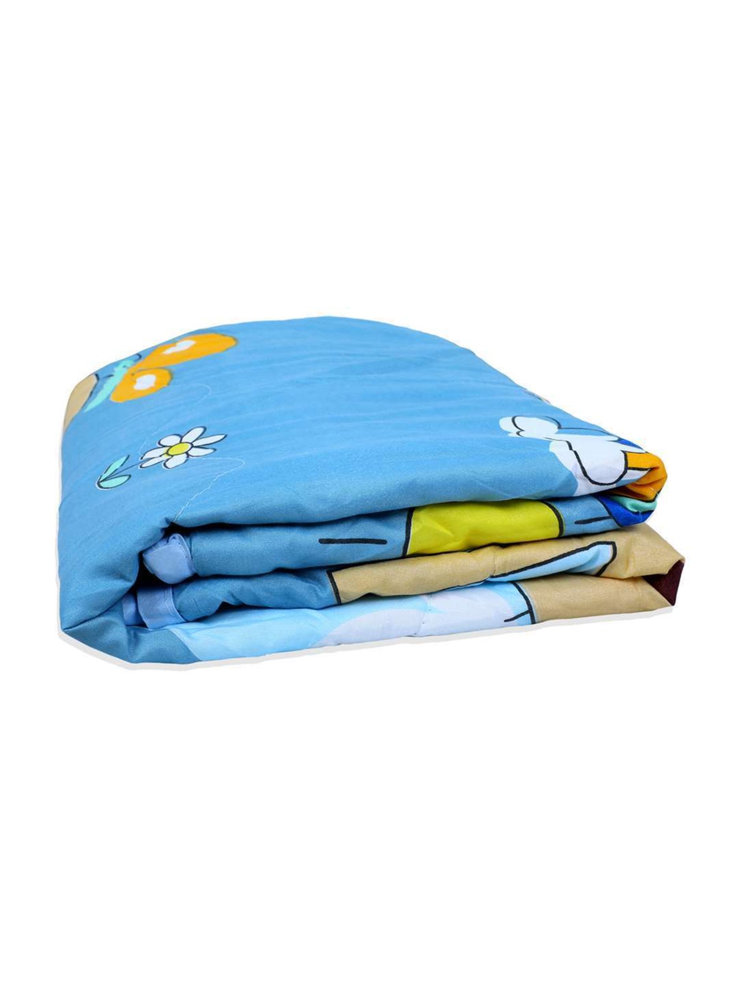 Baby Moo Kids Blue & Beige Sunny Day With Giraffe Soft Quilted Reversible Blanket