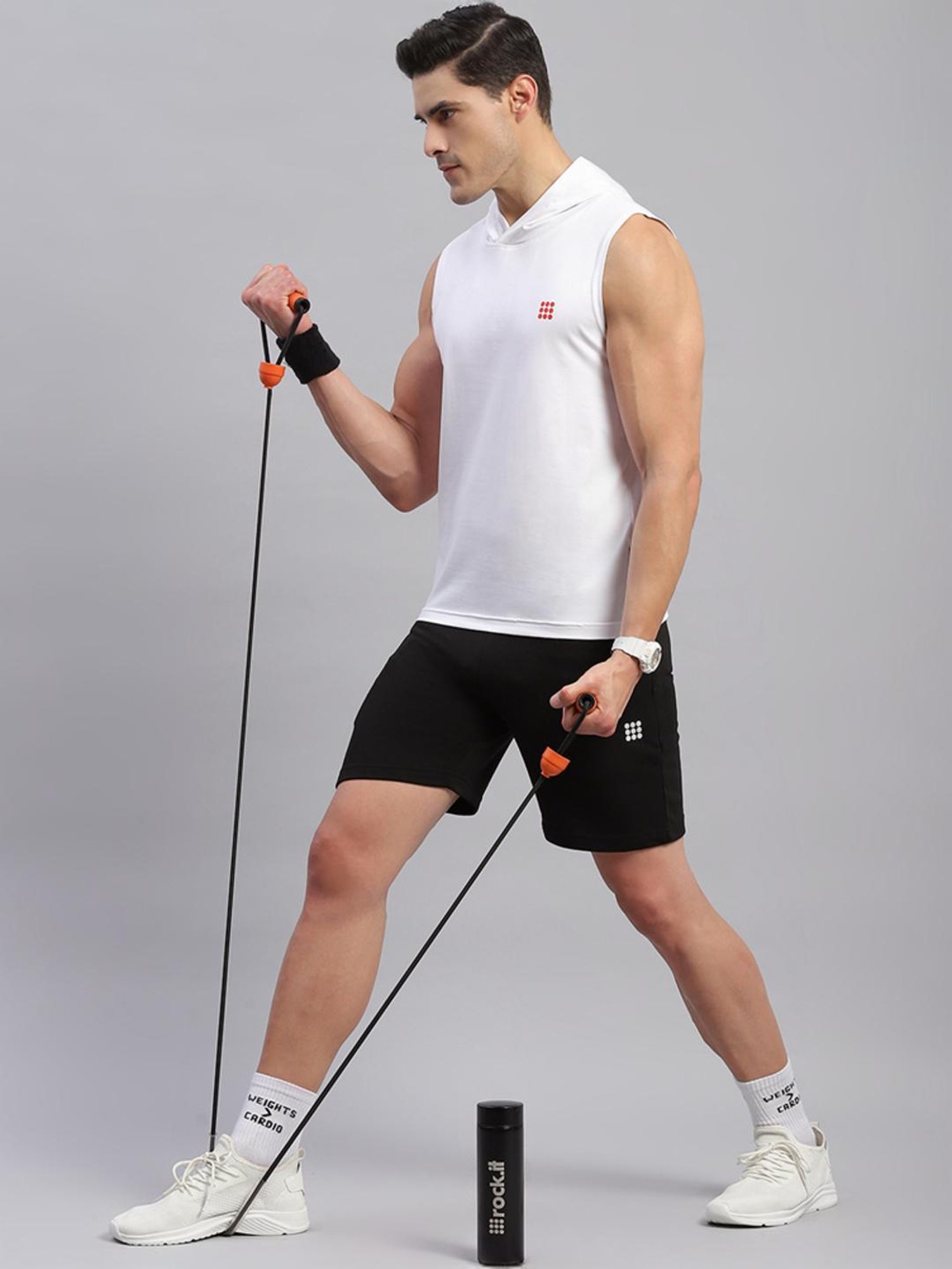 Rock.it White Cotton Regular Fit Tank Tee