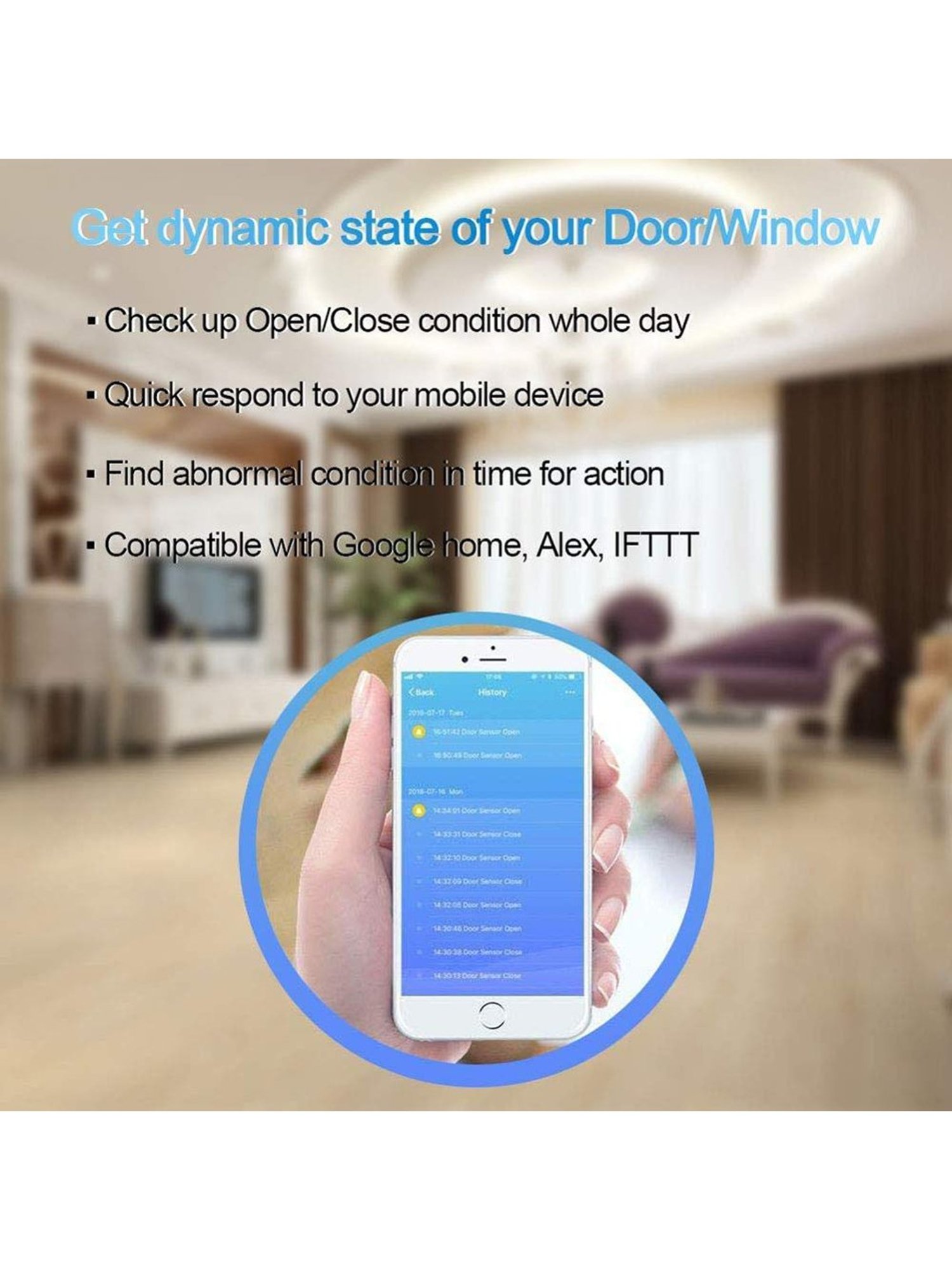 SmartiQo Wi-fi Door Magnetic Sensor (White)