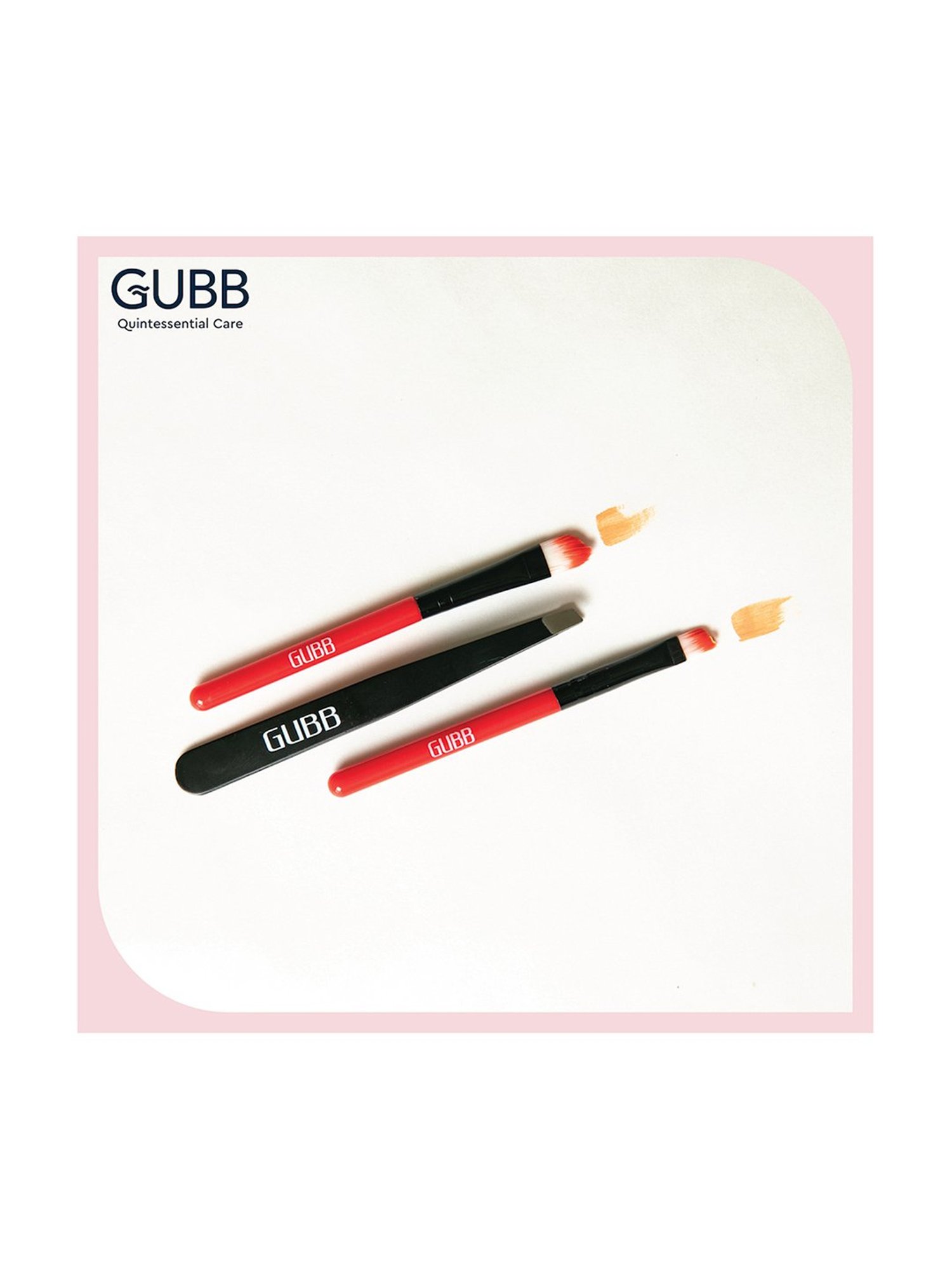 GUBB Dreamy Eye Kit - 2 Eyeshadow Brushes & Stainless Steel Slant Tip Tweezer