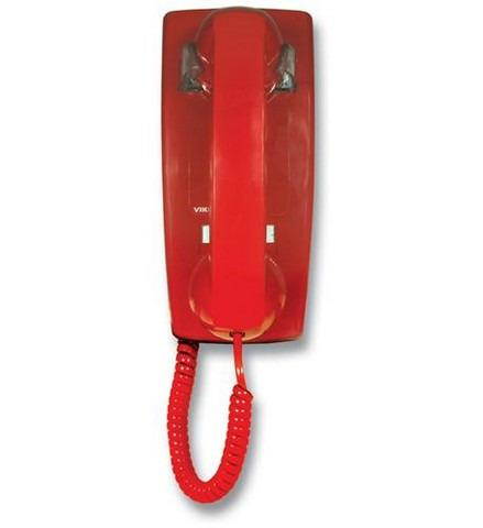 Red No Dial Wall Phone with Ringer - VK-K-1500P-W