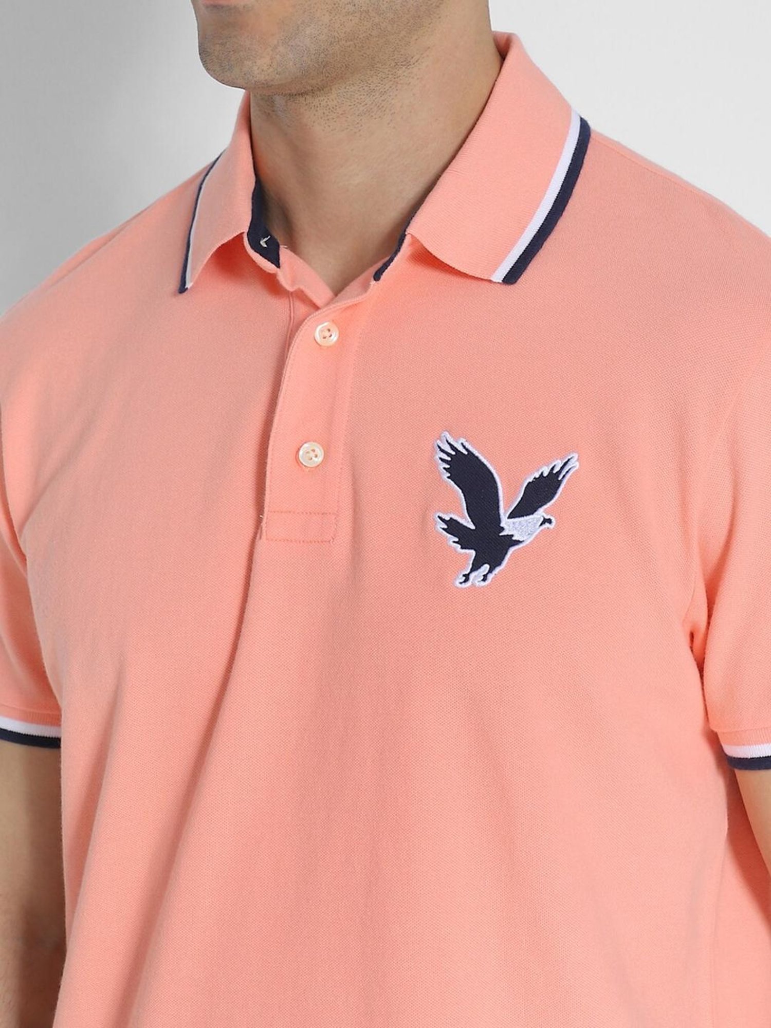 American Eagle Peach Regular Fit Polo T-Shirt