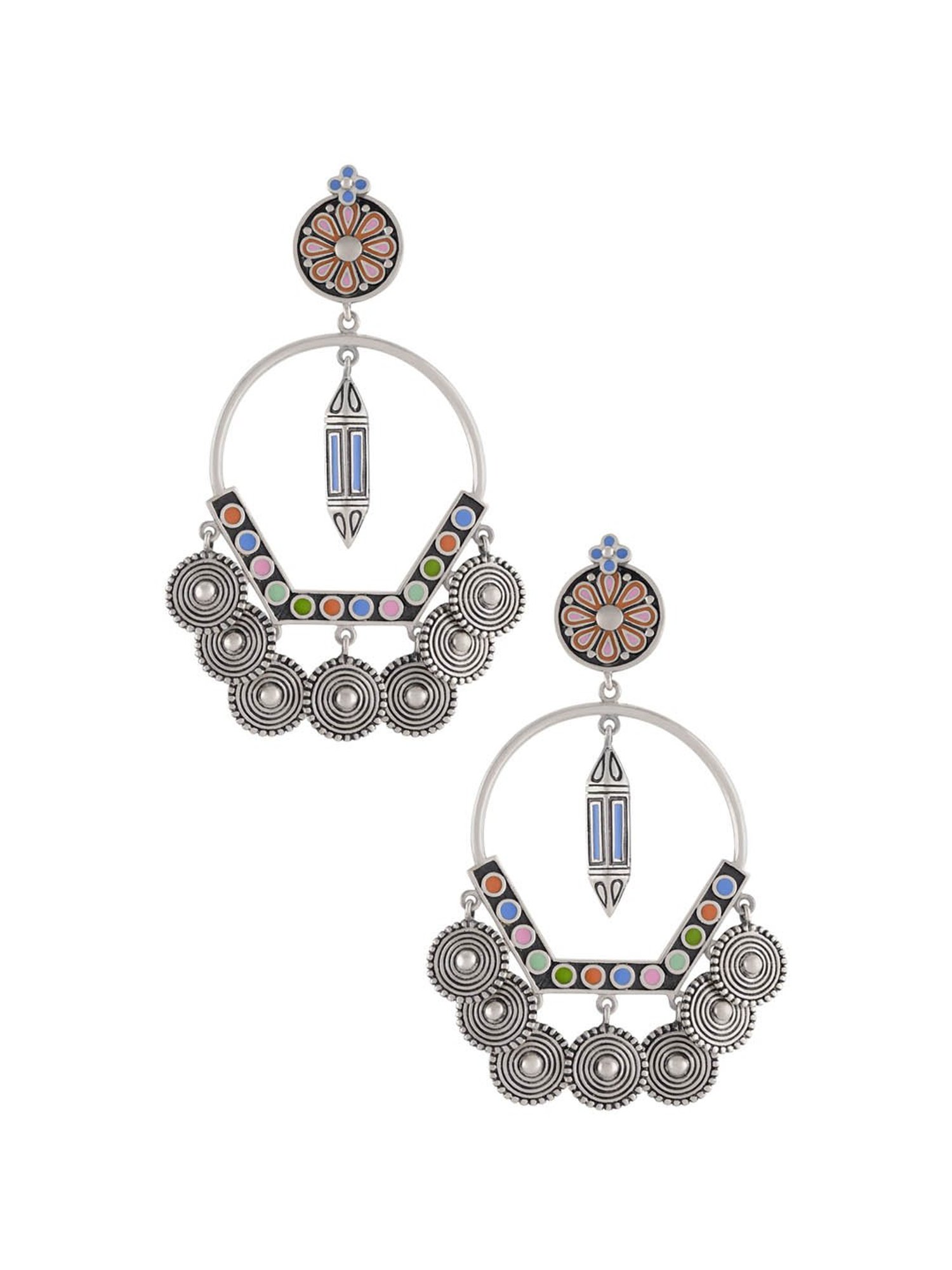 Tribe Amrapali Multi Chandrika Coin Taveez Dangler Earrings