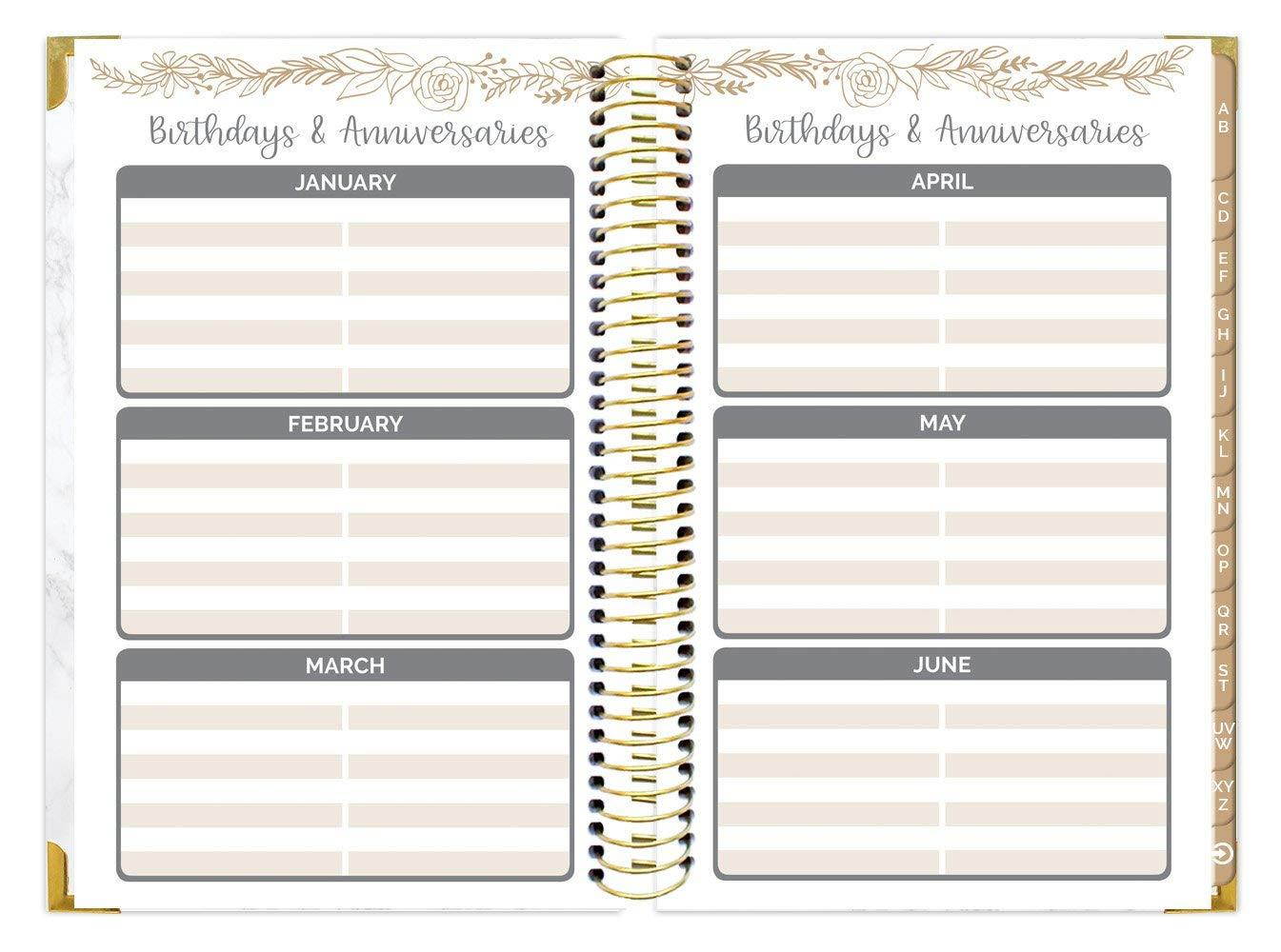 bloom daily planners New and Improved Hard Cover Contacts/Address Book - 6" x 8.25" - Marble