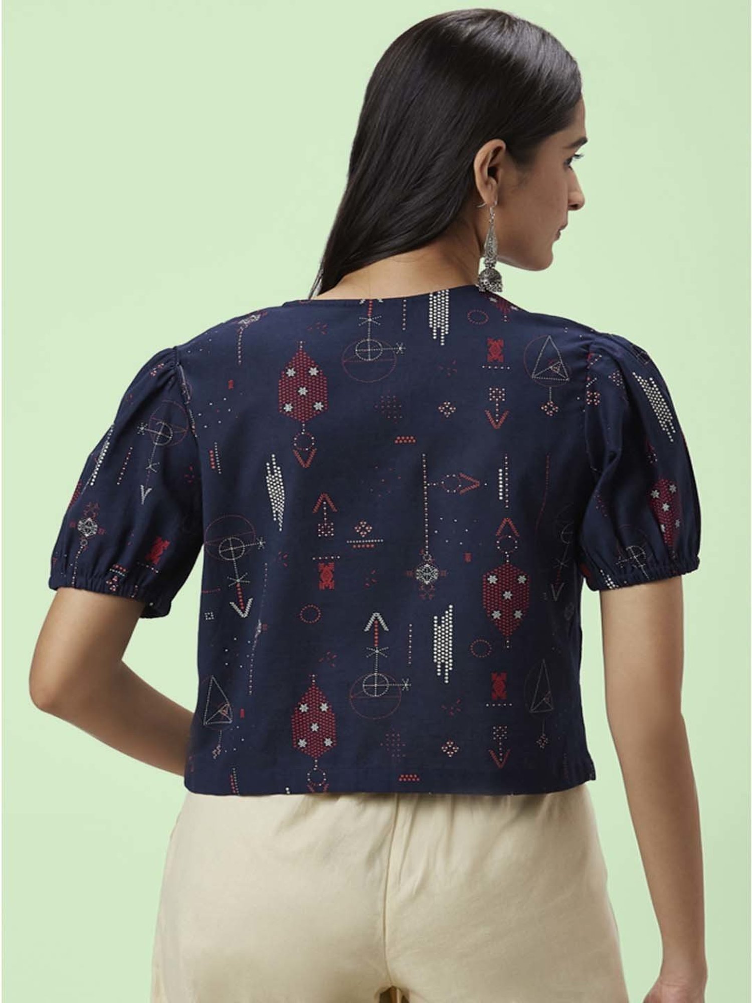 Akkriti by Pantaloons Navy Printed Top