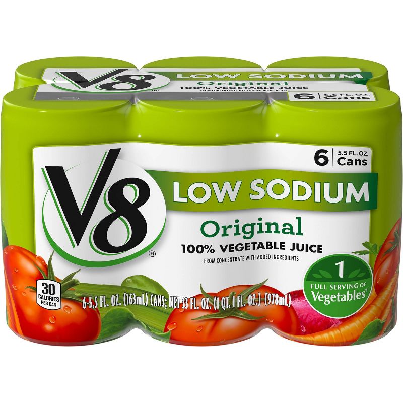 V8 Original Low Sodium 100% Vegetable Juice - 6pk/5.5 fl oz Cans