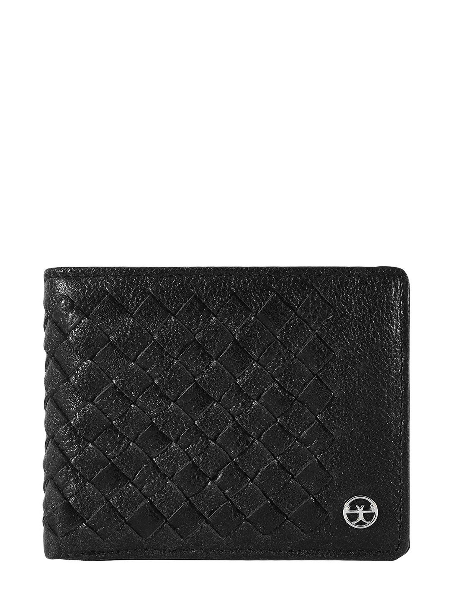 Eske Black Woven Leather Bi-Fold Wallet for Men