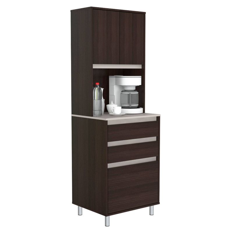 2 Door/3 Drawer Breakroom Cabinet Espresso/Amber Gray - Inval