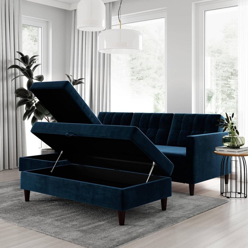 Hartford Storage Sectional Futon and Hartford Storage Ottoman Blue - Dorel Home Products