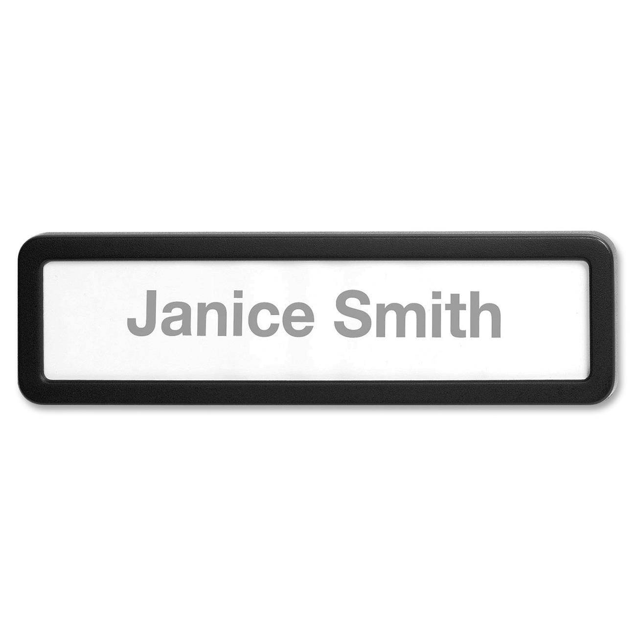 Lorell Plastic Cubicle Nameplate Plastic Black 80669