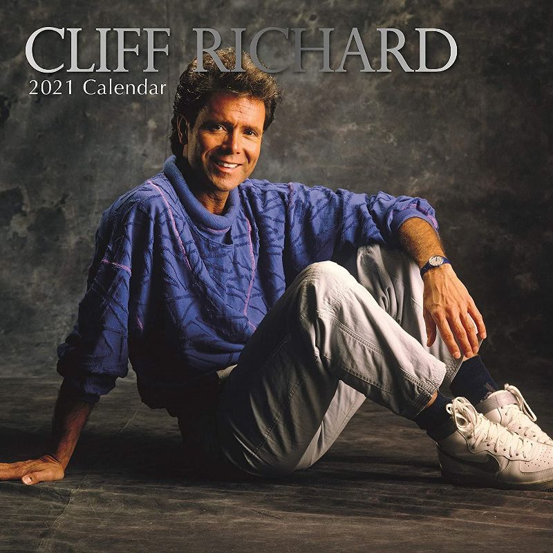 The Gifted Stationery 2021 Wall Calendar 12" x 12" Monthly View, Cliff Richard, 16-Month, with 180 Reminder Stickers