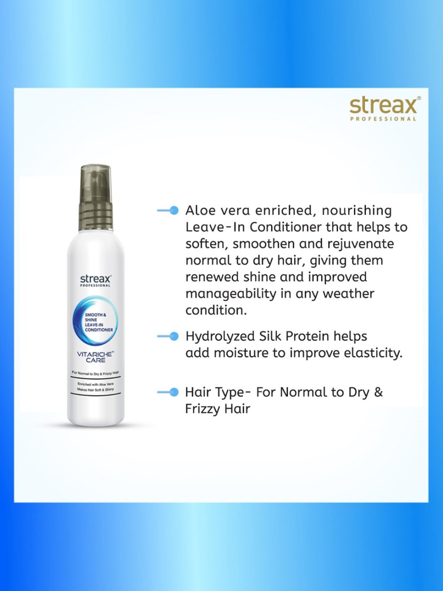 Streax Professional Vitariche Care Smooth & Shine Leave-in Conditioner - 100 ml
