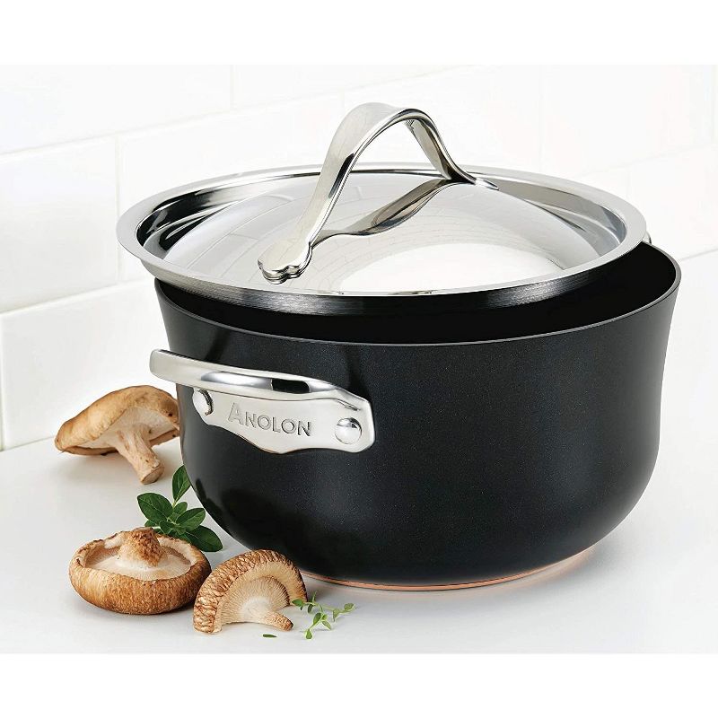Meyer Corporation Anolon Nouvelle Copper Luxe Hard-Anodized Nonstick Casserole, 4-Quart, Onyx