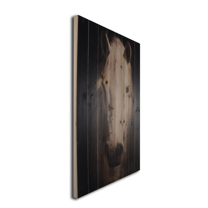 24" x 36" Horse Background Print on Planked Wood Wall Sign Panel Black - Gallery 57