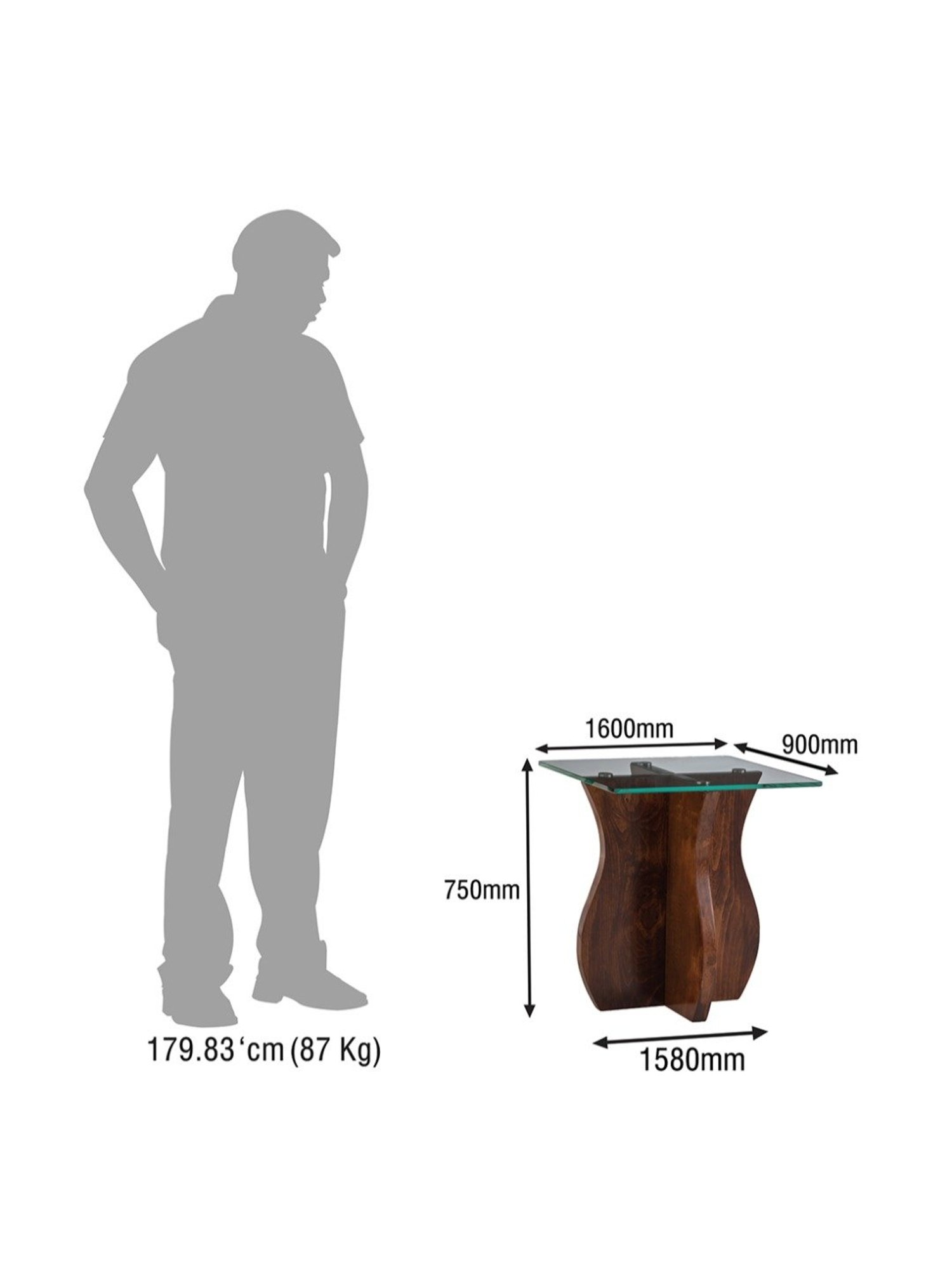 Durian Basil Dark Brown Solid Wood Side & End Table in Oak Finish