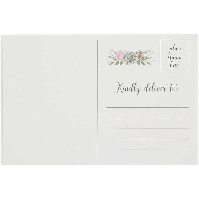 Pipilo Press 48-Pack Blank Thinking Of You Postcards, Heart and Succulents Design (6 x 4 In)