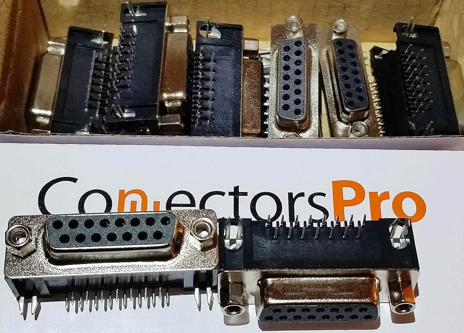 Pc Accessories - Connectors Pro 10-Pack DB15 Female Right Angle PCB Mount Connector, 90 Degree D-Sub DR15 F 10-PK