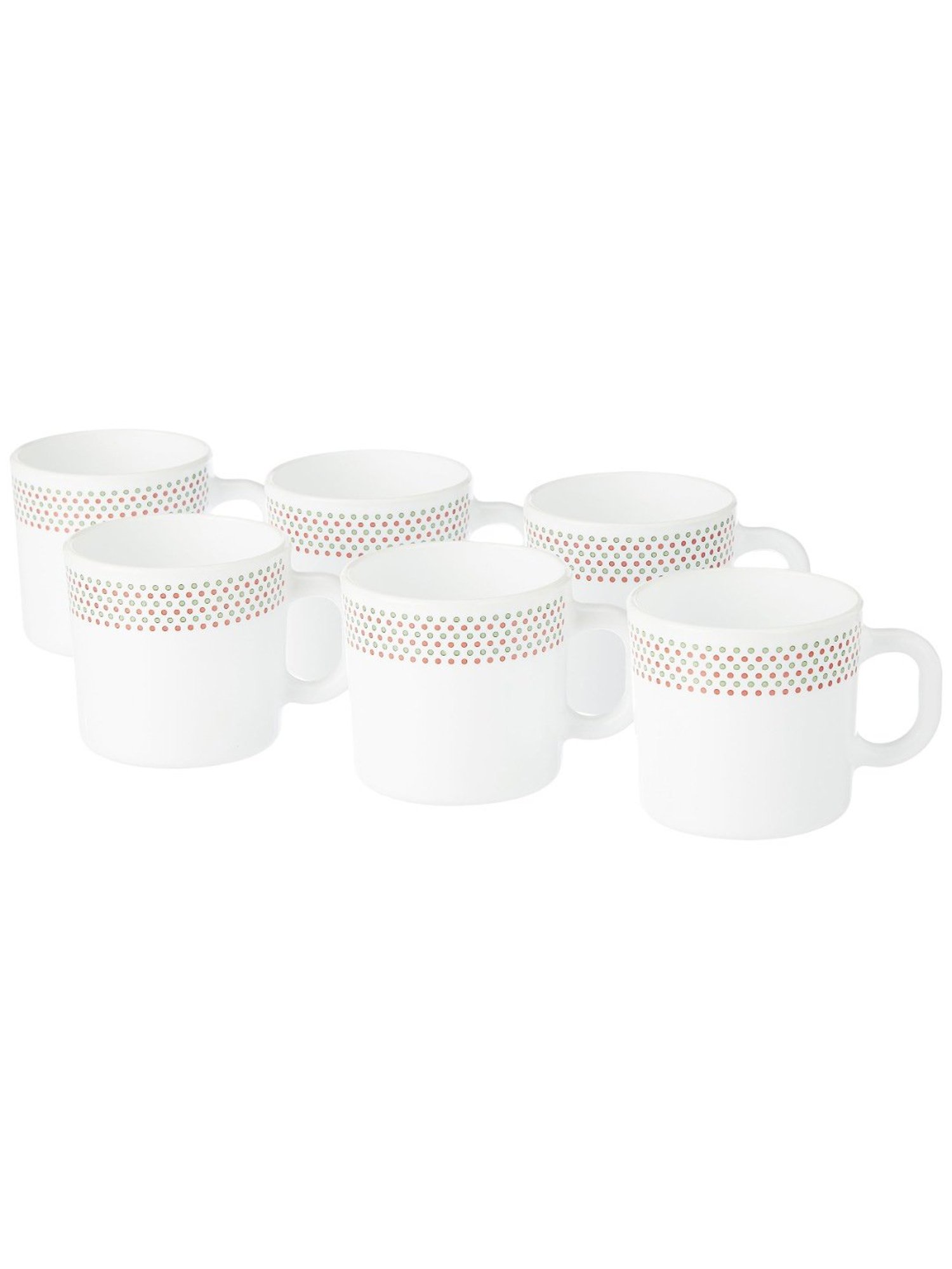 Larah by Borosil White Ceramic Tea & Coffee Mug - Set fo 6 180ml