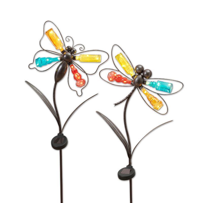 29.13" Metal Solar Double Hydrangea Stake Purple - Exhart