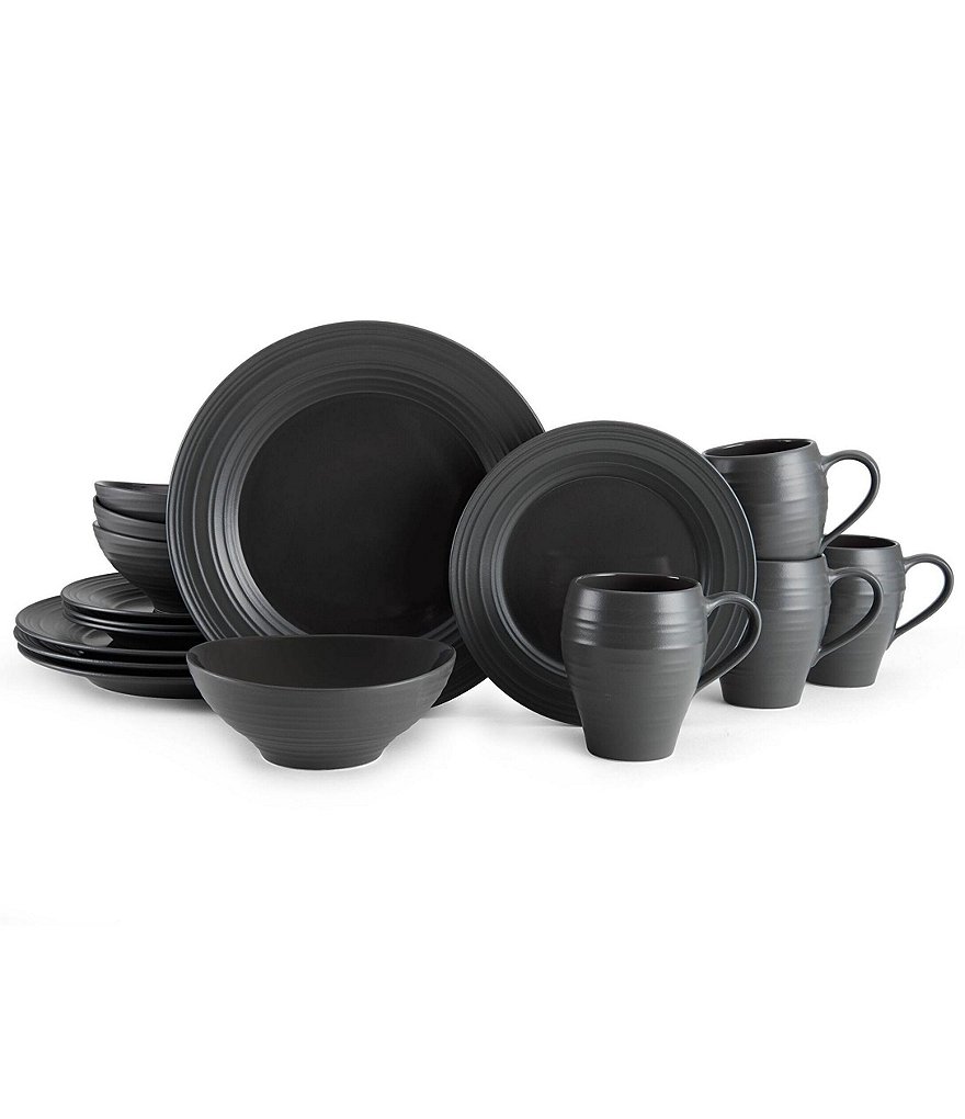 Mikasa Swirl Graphite 16-Piece Dinnerware Set