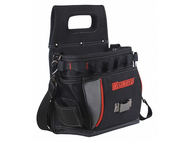 WESTWARD 53JW35 Tool Bag,General Purpose,17 Pockets, Nylon, 17 Pockets, Black