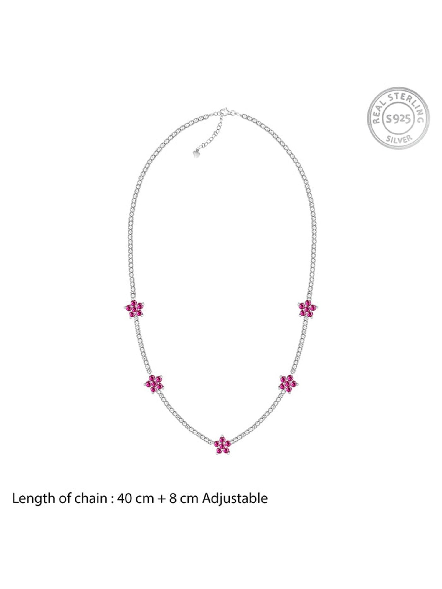 GIVA 92.5 Sterling Silver Pink Floral Necklace