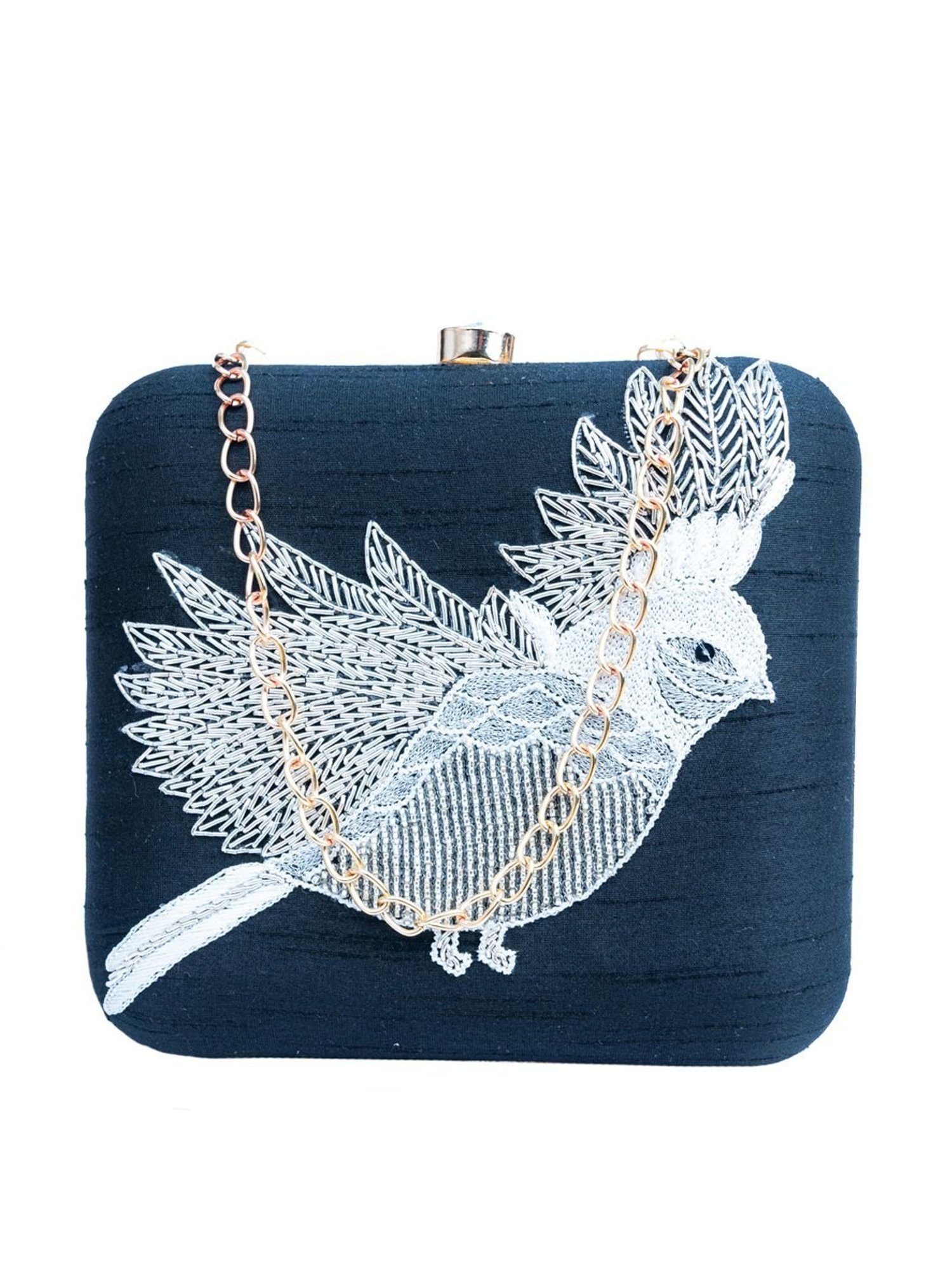 NR by Nidhi Rathi Blue Fabric Clutch