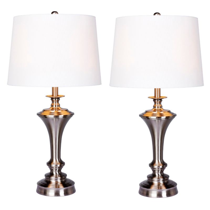 Pedestal Base Metal Table Lamps Steel/White  - Fangio Lighting