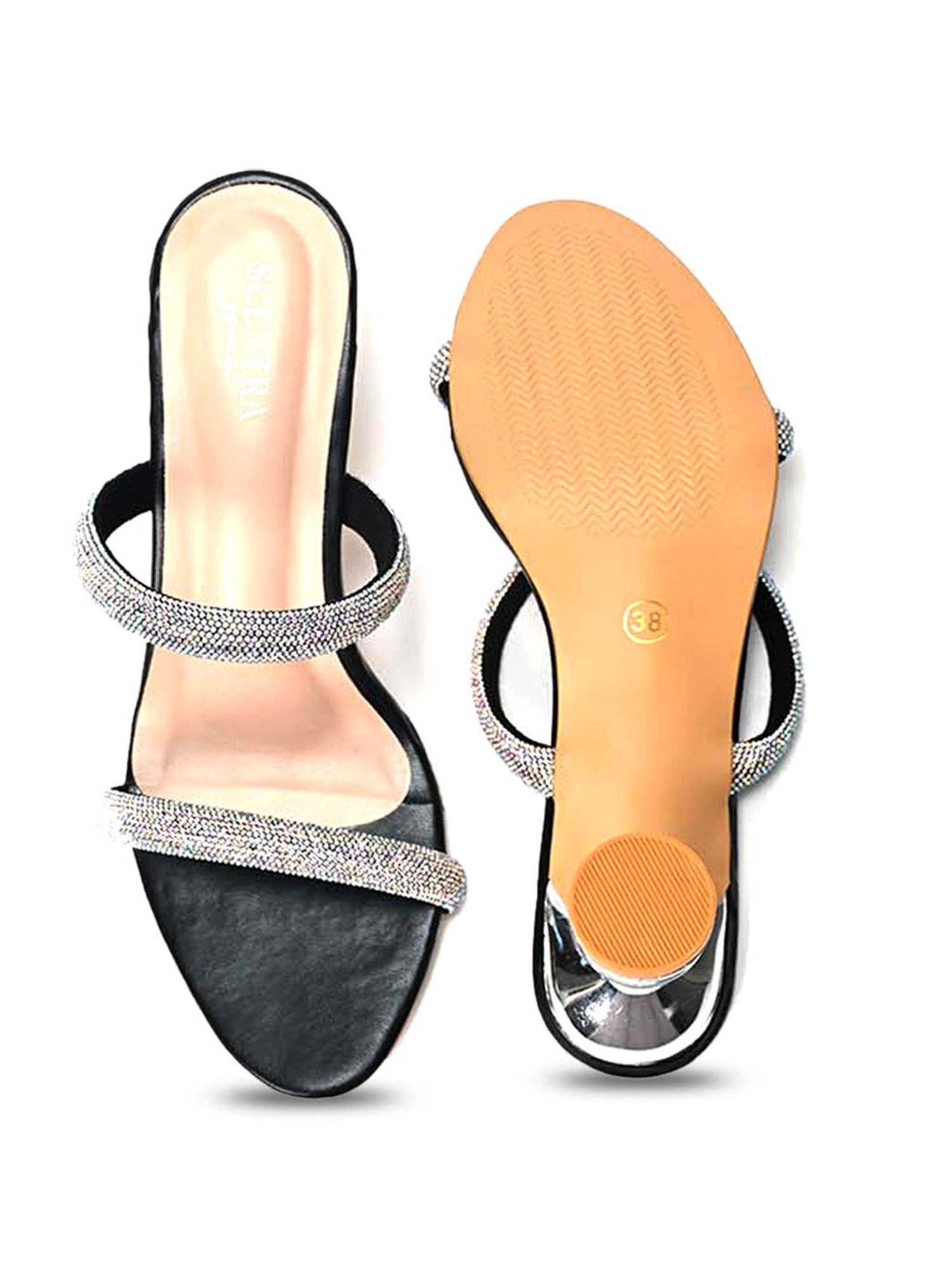 Scentra Women's Black Casual Sandals