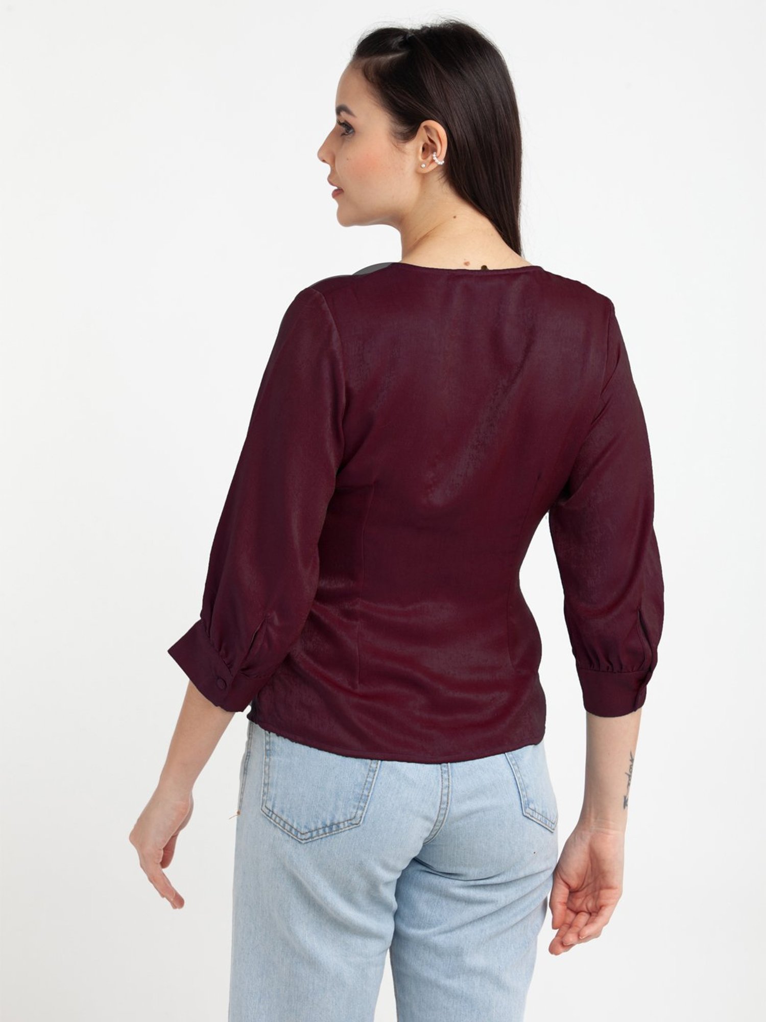 Zink London Burgundy Regular Fit Top