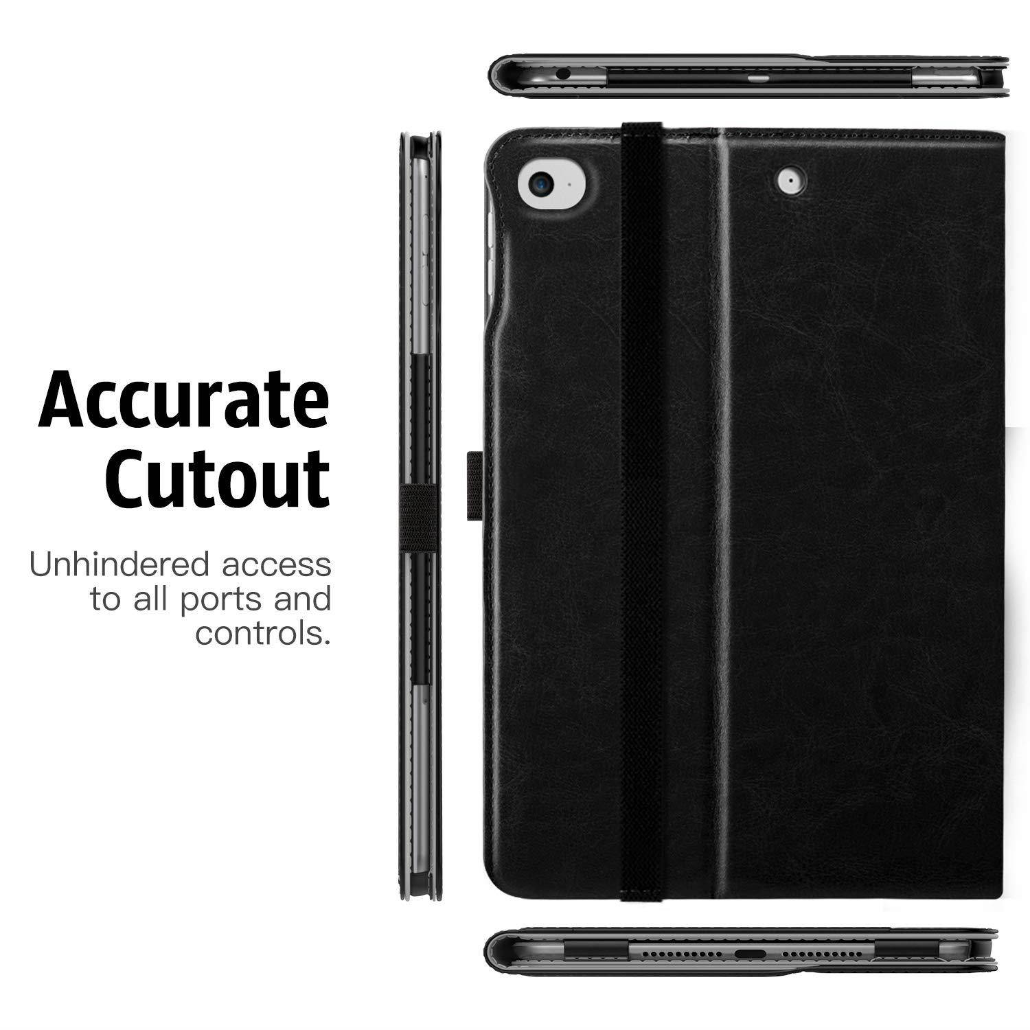 MoKo Case Fit New iPad Mini 5th Generation 7.9" 2019/iPad Mini 4 2015 - Slim Folding Stand Folio Cover Case with Auto Wake/Sleep and Document Card Slots, Multiple Viewing Angles - Black