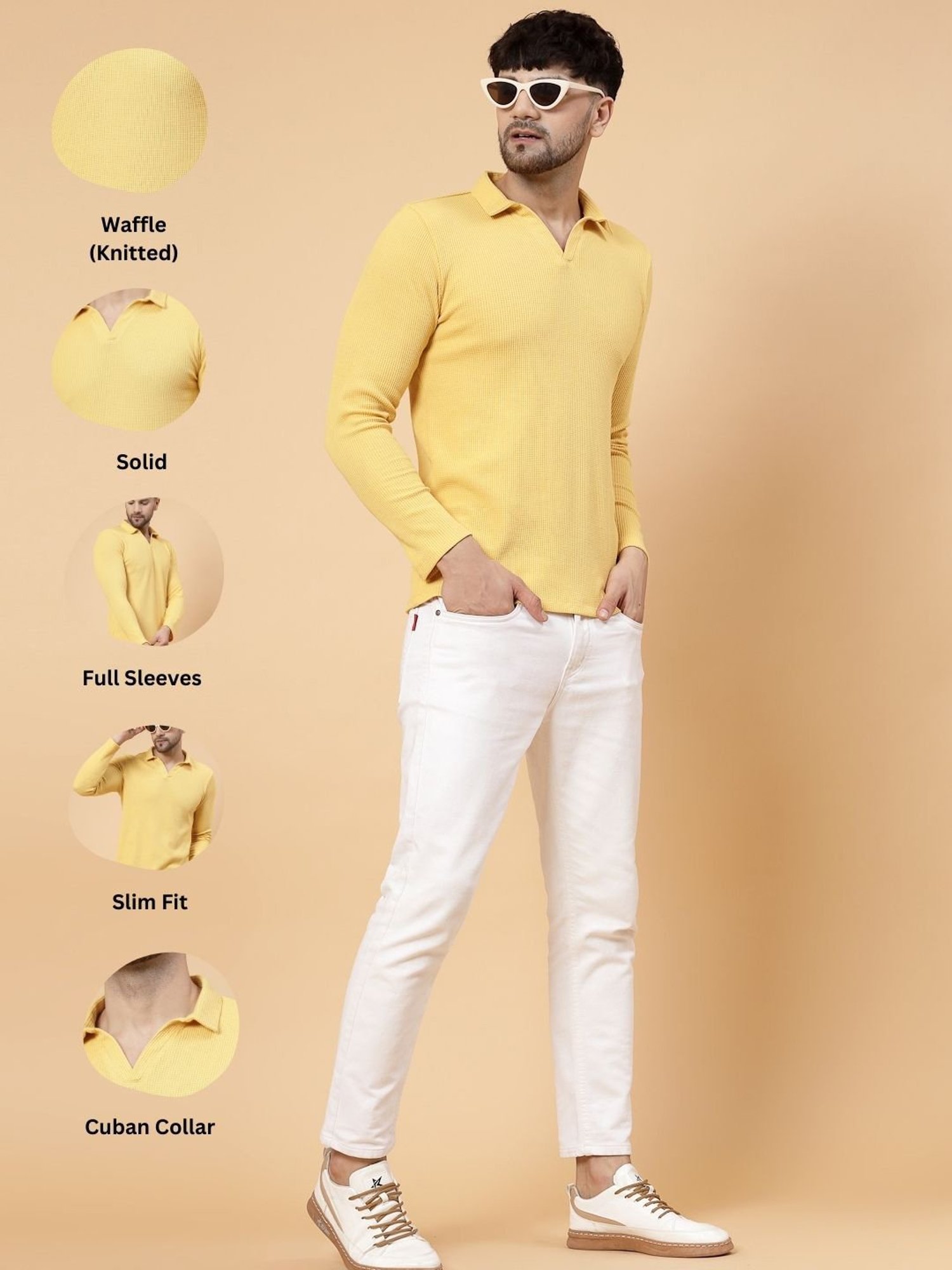 Rigo Yellow Regular Fit Printed Polo T-Shirt