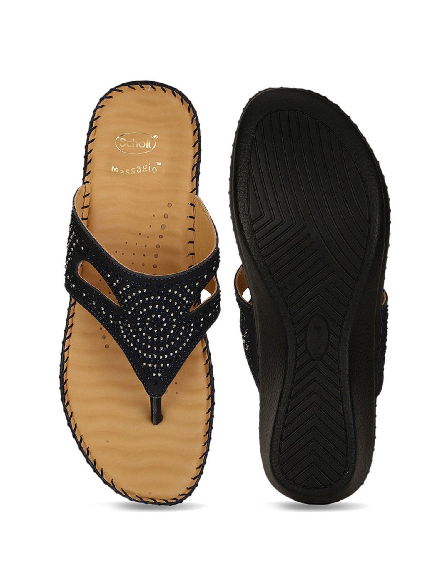 Scholl by Bata Women's Blue Thong Wedges