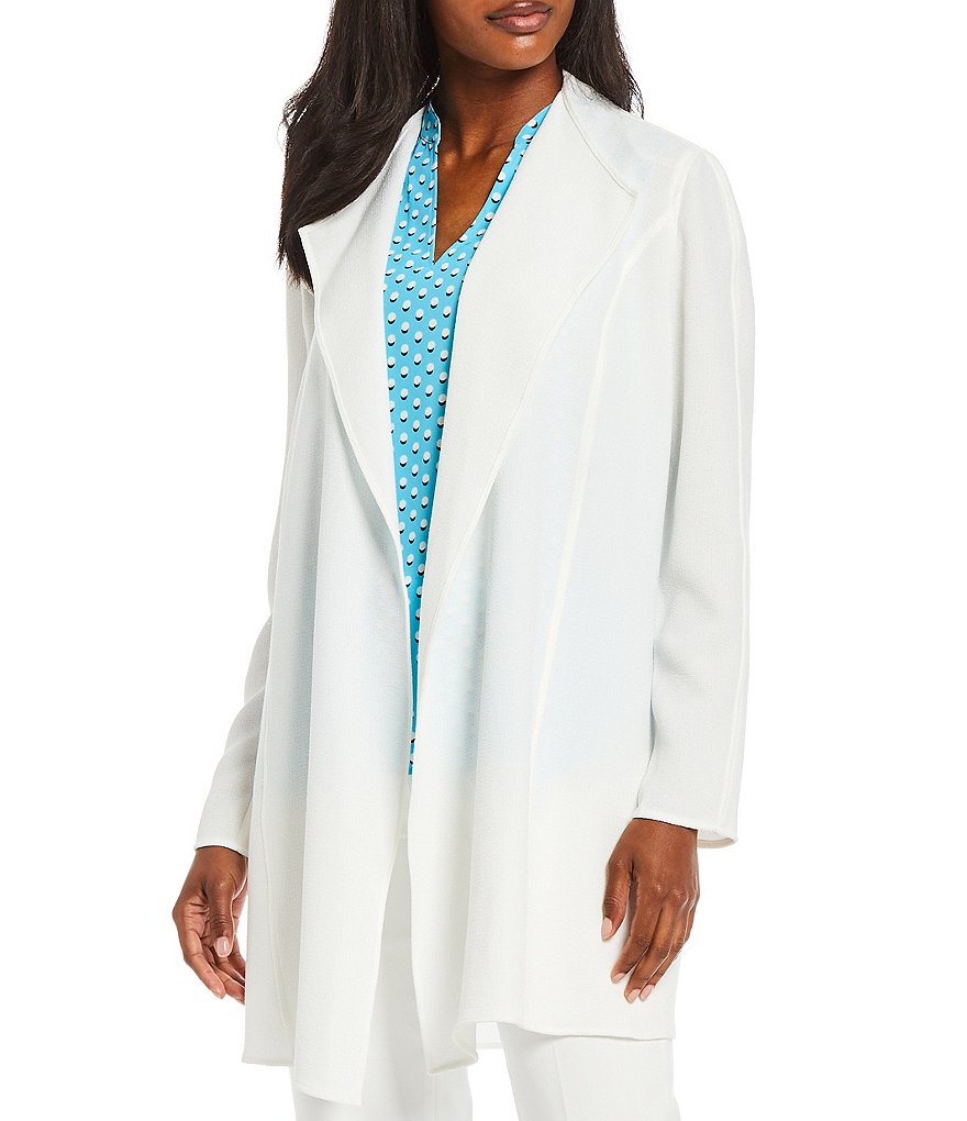 Anne Klein Long Sleeve Drape Front Open Melange Jacket