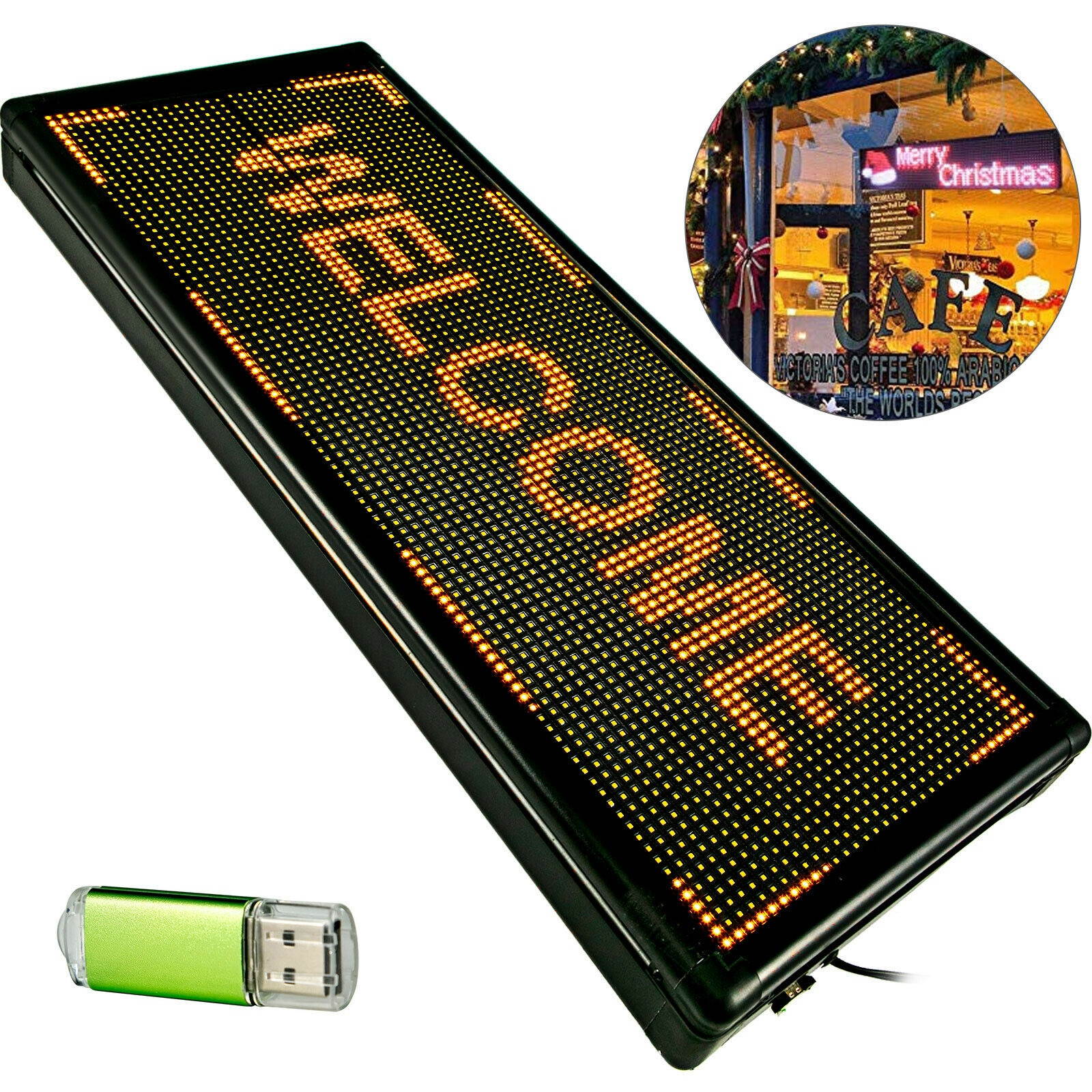 40" x 15" Led Scrolling Sign Yellow Open LED Sign For Business Advertising