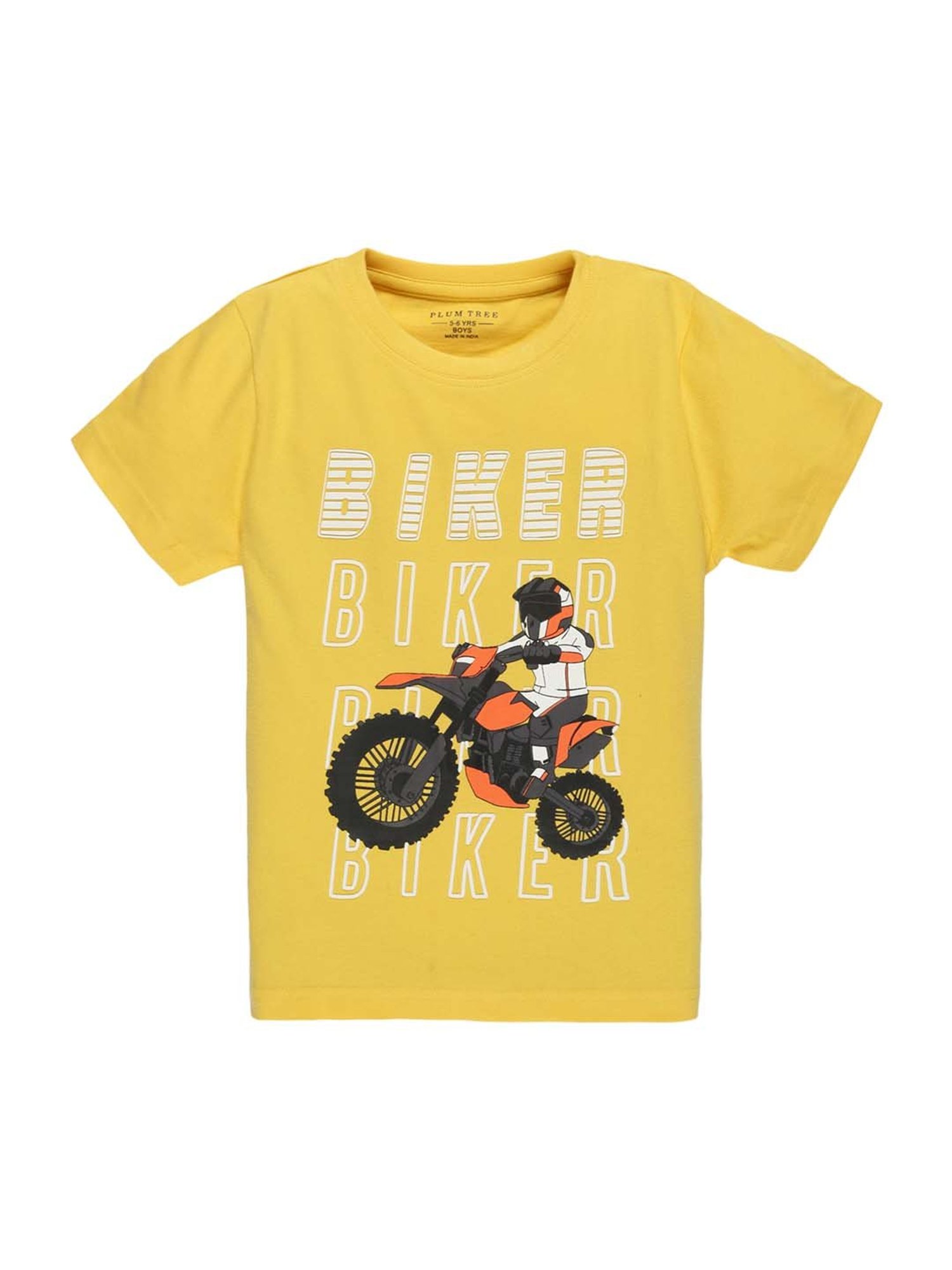 Plum Tree Kids Rust & Yellow Cotton Printed T-Shirts & Short Set