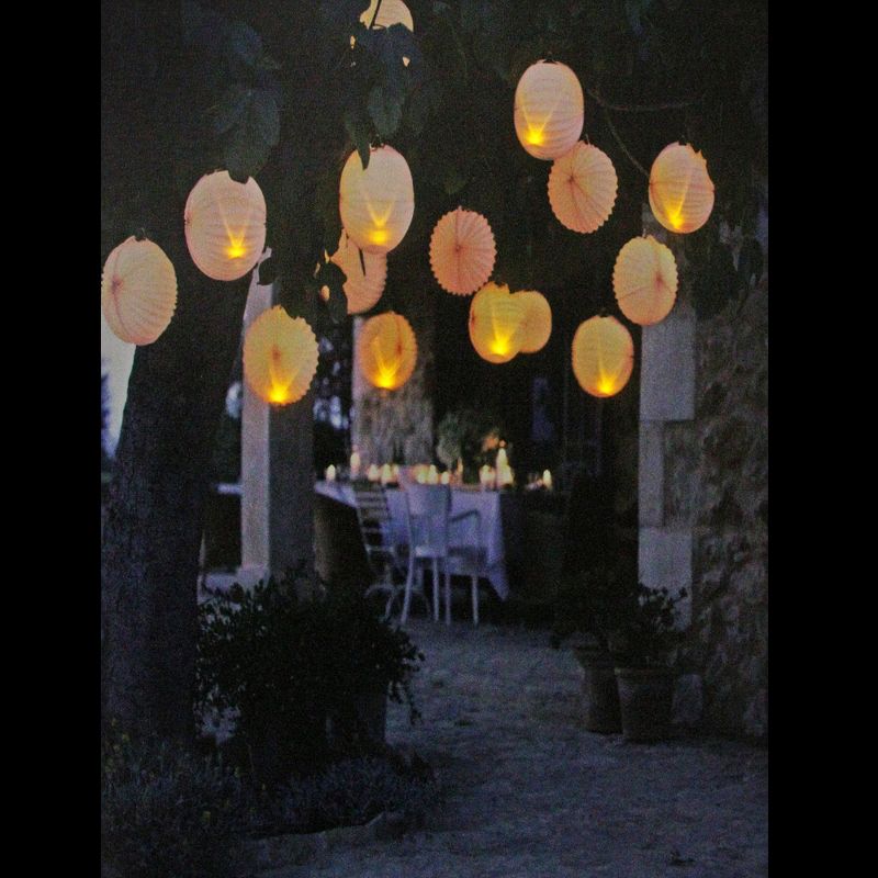 Northlight LED Lighted Flickering Garden Party Chinese Lanterns Canvas Wall Art 11.75" x 15.75"