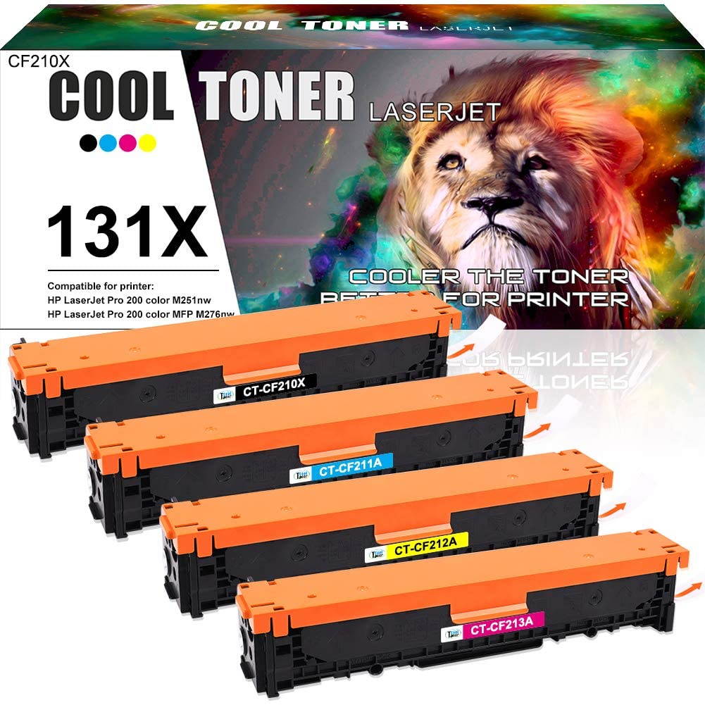 Cool Toner Compatible Toner Cartridge Replacement for HP 131A CF210A 131X CF210X Laserjet Pro 200 Color MFP M276nw M276n M251nw Pro 200 M251n M251 M276 CF211A CF212A CF213A Toner Printer Ink 4-Pack