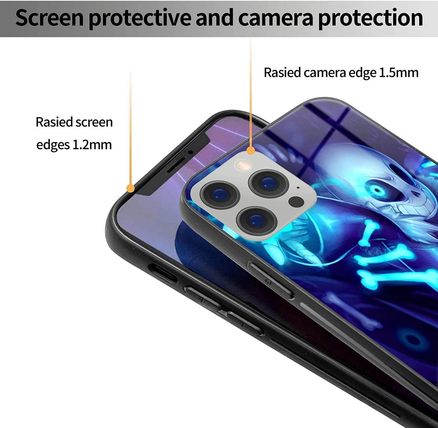 Undertale Sans Compatible with iPhone 12 Series Case Protective Shockproof Slim Soft TPU + Glass IP12-6.1