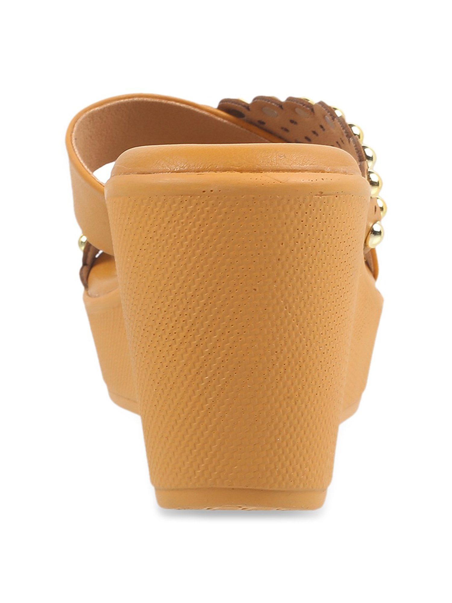 Metro Women's Yellow Cross Strap Wedges