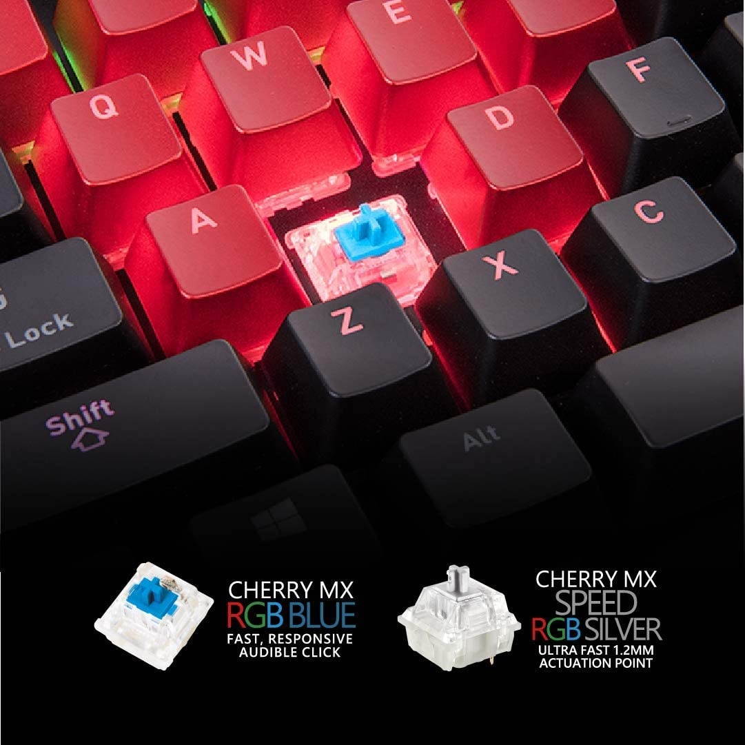 Thermaltake Level 20 RGB Titanium Aluminum Gaming Keyboard Cherry MX Silver Switches, 16.8M Color RGB, 32 color zone options, support Alexa Voice Control, Razer Chroma Sync compatible KB-LVT-SSSRUS-01