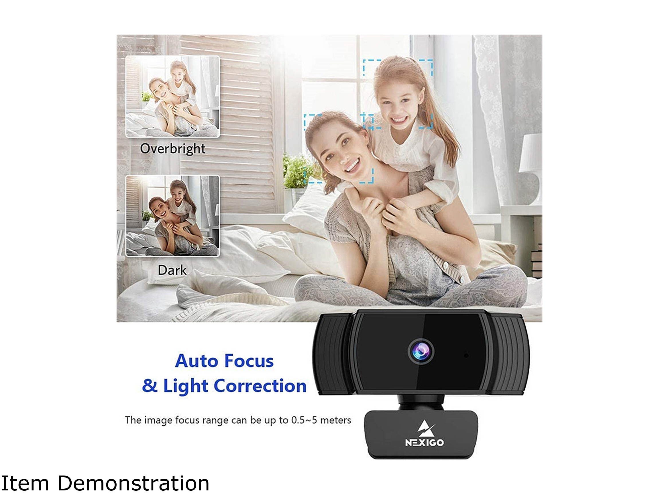 NexiGo AutoFocus 1080p Webcam with Stereo Microphone, Privacy Cover and Software Control, N930AF FHD USB Web Camera, Compatible with Zoom/Skype/Teams/Webex, PC Mac Desktop